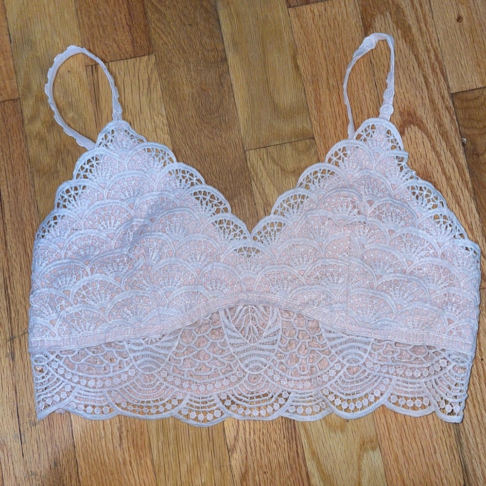 Cider Light Pink Lacy Bralette Top